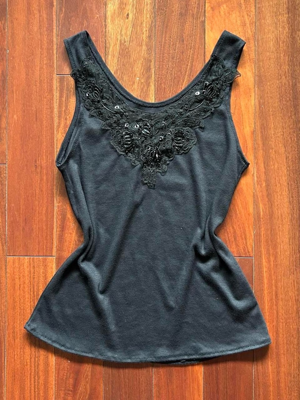 Beaded Lace Trim Tank Top
